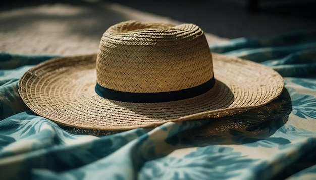 Straw hats and fedoras perfect for summer generated by AI