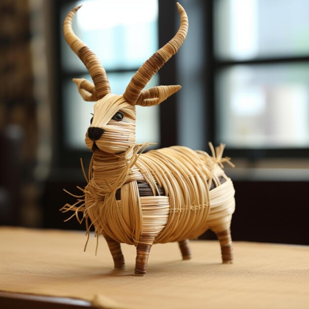 Premium AI Image | Straw weaving cute Deer weaving crafts ...