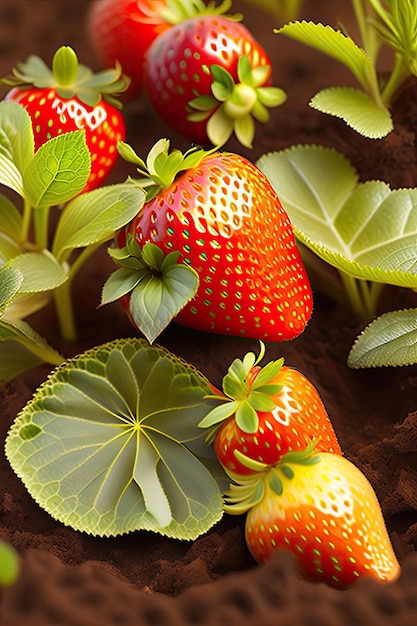 strawberries are grown in the soil.