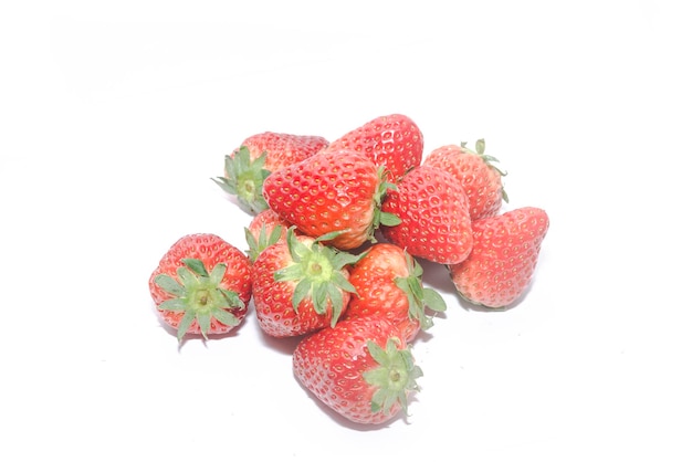 Strawberries are on a white background