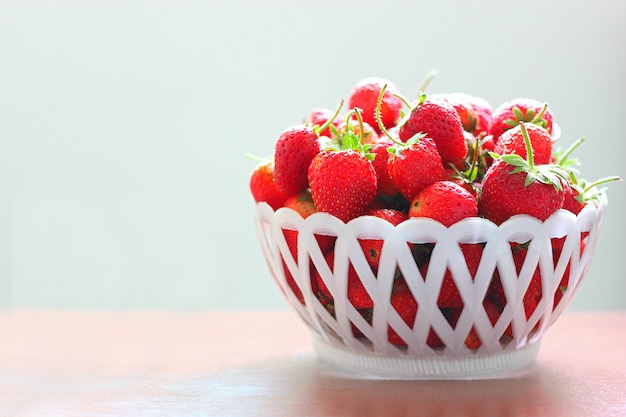 Strawberries in the basket with vitamin c and healthy food