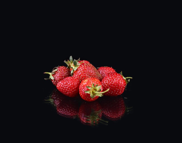 Strawberries on a black background