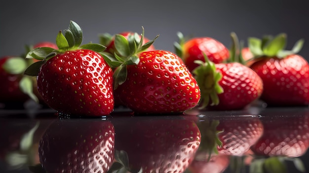 Strawberries on a black background