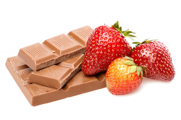 Strawberries and chocolate bar