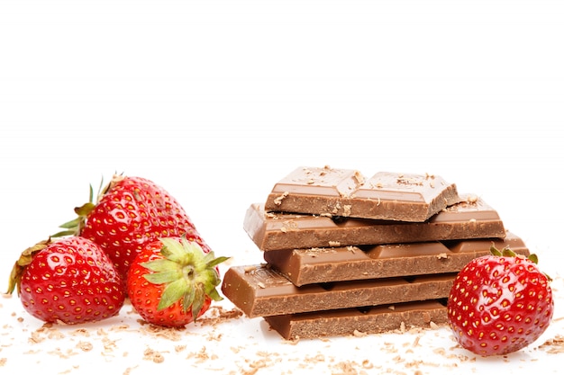 Strawberries and chocolate bar