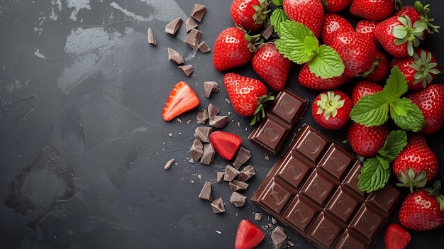 Strawberries and Chocolate Cuisine Theme Background