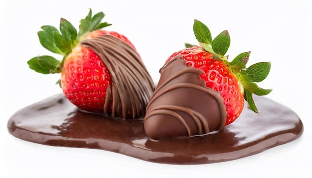 strawberries in chocolate on a white background