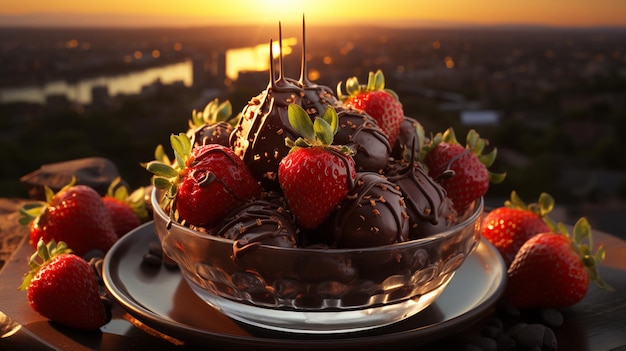 Strawberries and chocolatedelicious elegant dessert