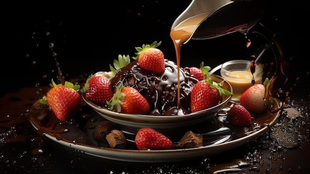 Strawberries and chocolatedelicious elegant dessert