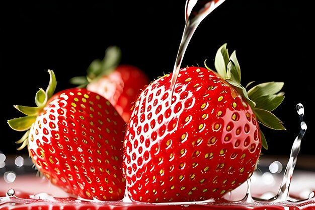 Strawberries full of background Strawberries water splash Red strawberries background