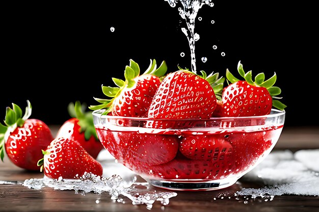 Strawberries full of background Strawberries water splash Red strawberries background