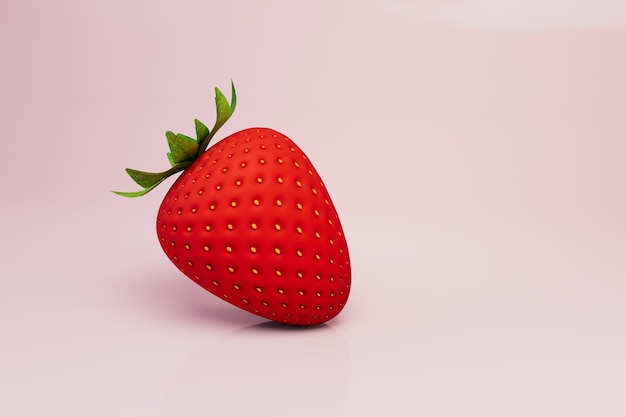 Strawberries isolated on a pastel background copy paste copy\
space 3d render