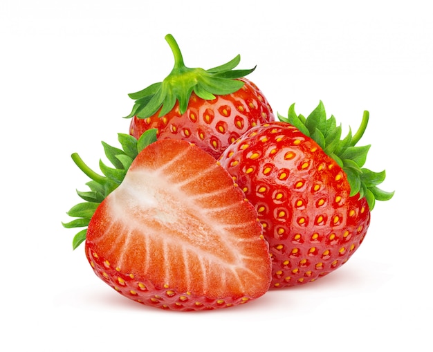 Strawberries isolated on white with clipping path