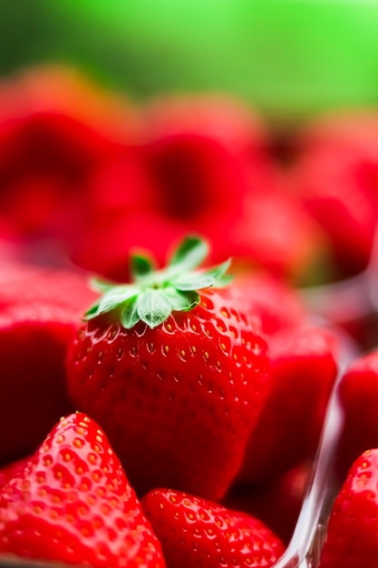 Strawberries packaged in box sweet ripe perfect strawberry harvest organic garden and agriculture