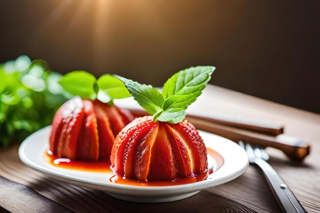 Strawberries on a plate with a knife and fork