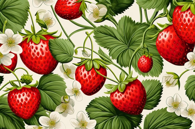 Photo strawberries seamless pattern background
