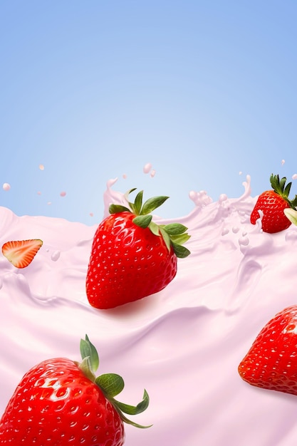 strawberries in strawberry milkshake river