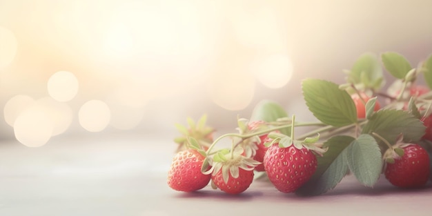 Strawberries on a table with a blurred background