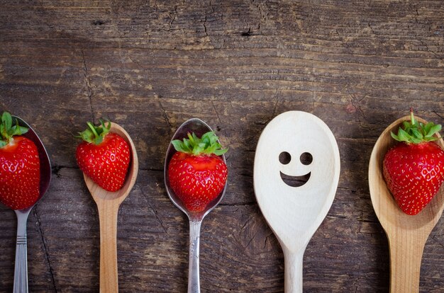 Strawberries on vintage spoons