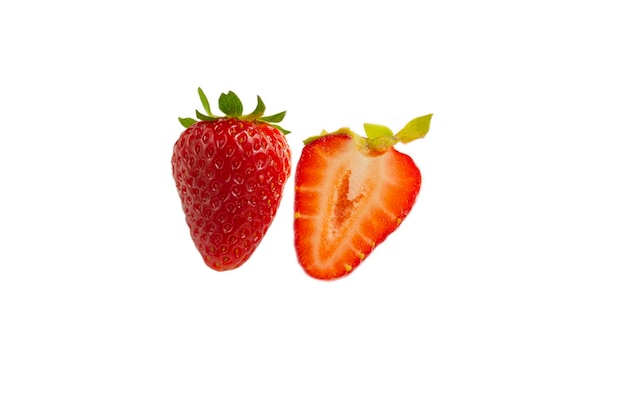 strawberries on a white background closeup