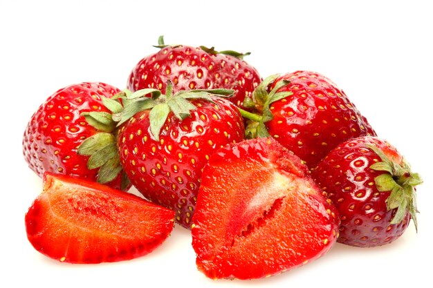 Strawberries on white background