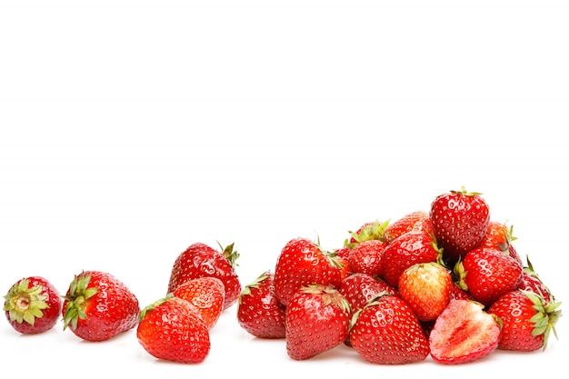 Strawberries on white background