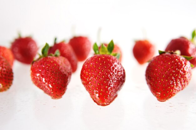 Strawberries on a white background