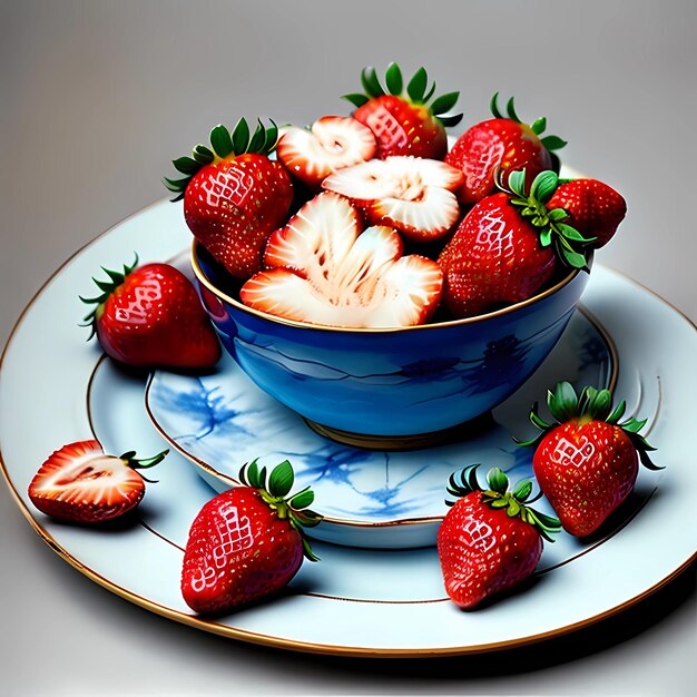 Premium AI Image | Strawberries on White Ceramic Bowl