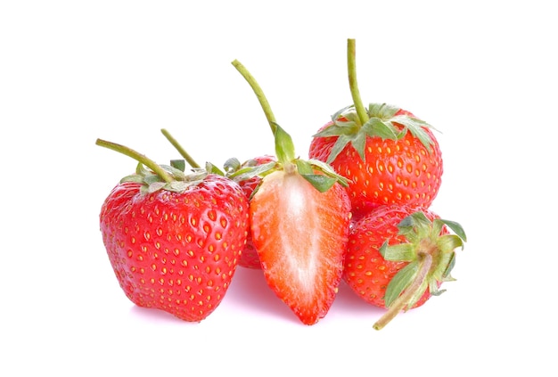 Strawberries on white surface