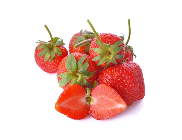 Strawberries on white surface