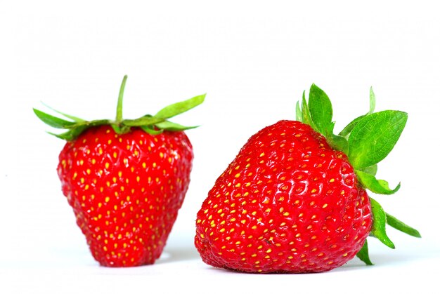 Strawberries on white