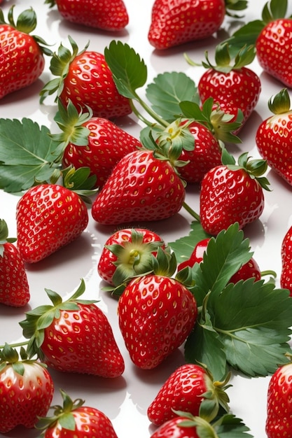 Photo strawberries with leaves