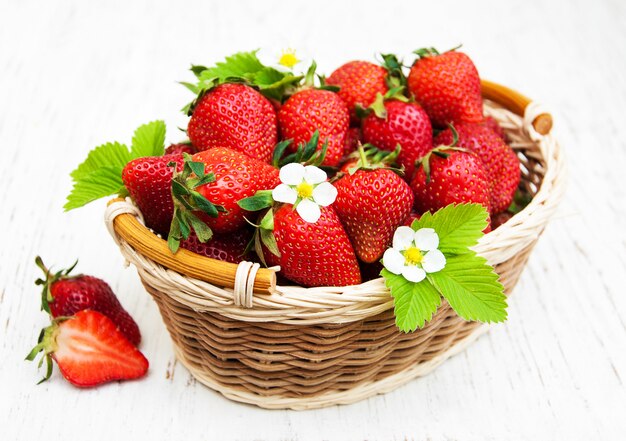 Strawberries with leaves