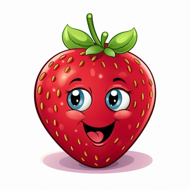 Strawberry 2d cartoon illustraton on white background high