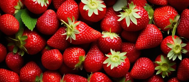 Strawberry background Fresh strawberries with green leaves Strawberries background