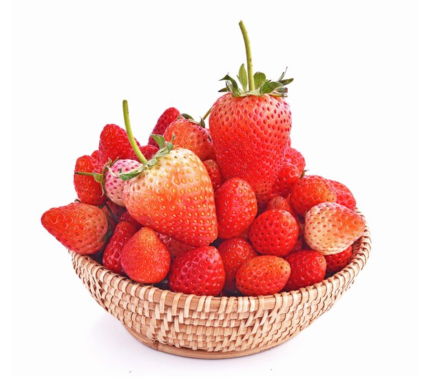 Strawberry in basket on white background