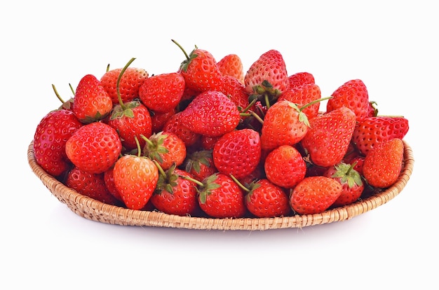 Strawberry in basket on white background