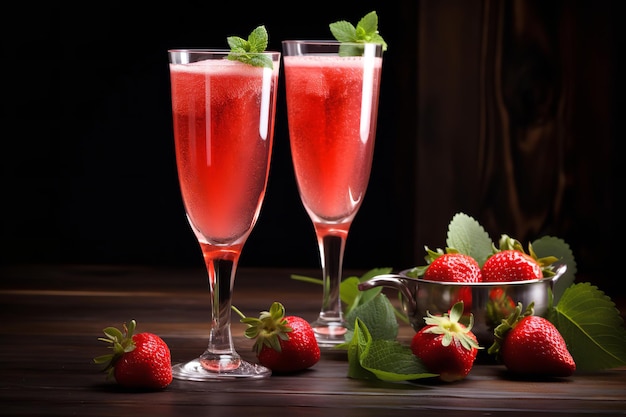 Strawberry Bellini Italian Drink