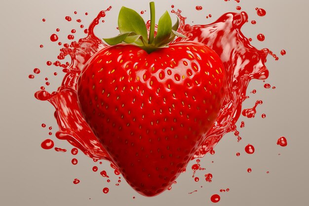 Strawberry berry levitating on a white background ai technology