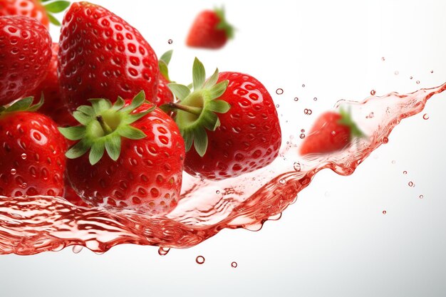 strawberry berry levitating white background