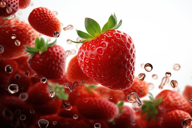 strawberry berry levitating white background