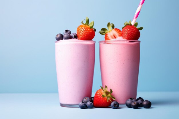 Strawberry and blueberry smoothie AI Generated