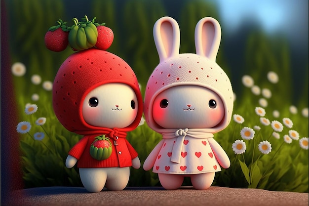 Strawberry bunnies characters