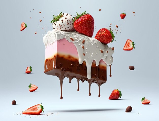 strawberry cake ads. food design for banner