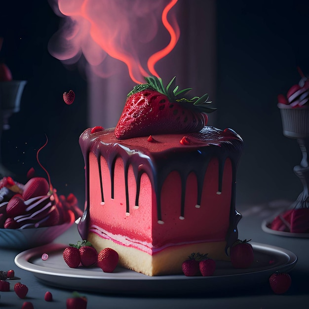 Strawberry cake food styling