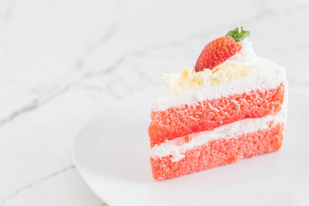 strawberry cake on plate