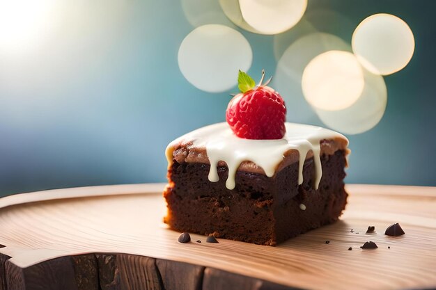 A strawberry cake with a strawberry on the top.