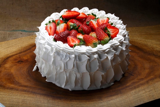 Strawberry cake with whipped cream