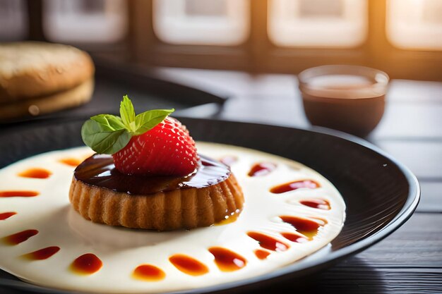 a strawberry on a cake