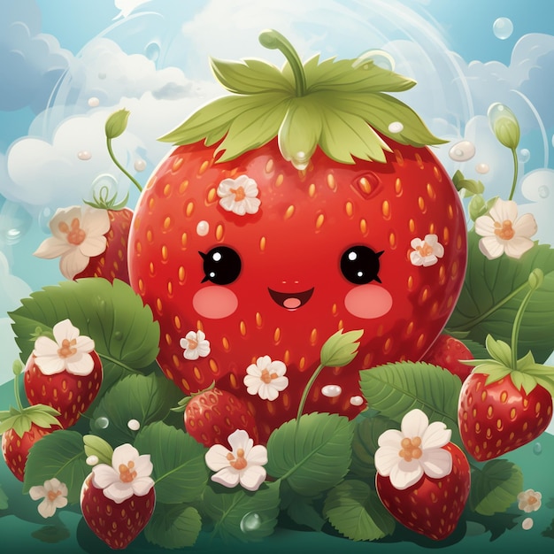 strawberry cartoon mascot